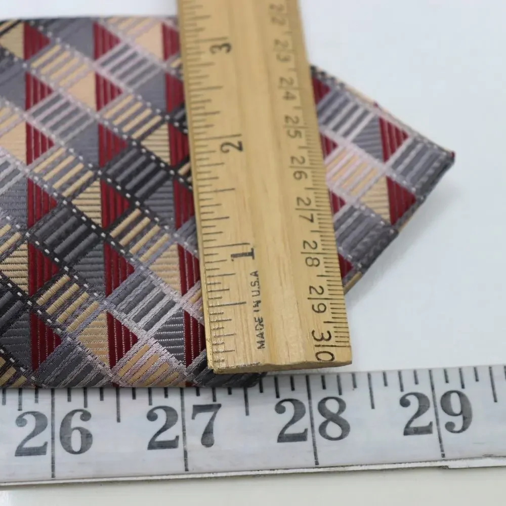 Alexander Julian Colours Tie Mens 58 in Gray Red Geometric Triangle Skids Wide